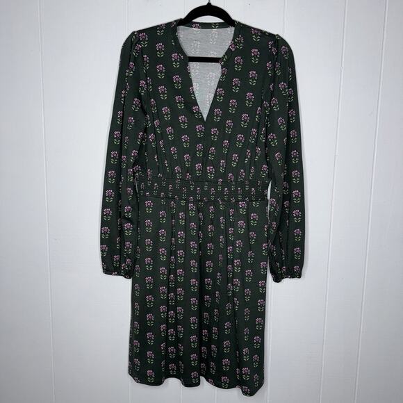Boden Women’s Sarah Short Jersey Dress Winter Moss Woodblock Floral Size 8? - Picture 3 of 6